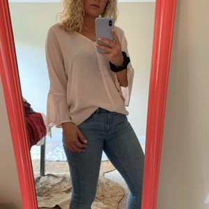 Chaus peach bell sleeve blouse